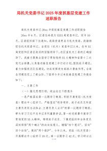 局机关党委书记2025年度抓基层党建工作述职报告