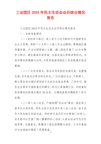 工业园区2025年民主生活会会后综合情况报告