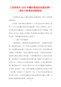 工信局局长2025年履行推进法治建设第一责任人职责的述职报告