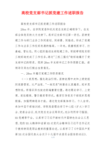 高校党支部书记抓党建工作述职报告