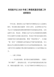局党组书记2025年前三季度抓基层党建工作述职报告