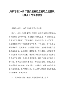 局领导在2025年县委巡察组巡察局党组情况反馈会上的表态发言