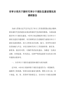 市审计局关于新时代审计干部队伍建设情况的调研报告