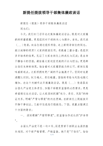 新提任提拔领导干部集体廉政谈话