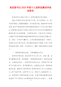 某县委书记2025年度个人述职述廉述学述法报告