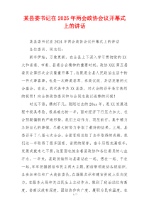 某县委书记在2025年两会政协会议开幕式上的讲话