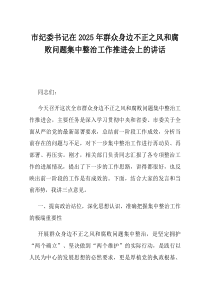 市纪委书记在2025年群众身边不正之风和腐败问题集中整治工作推进会上的讲话