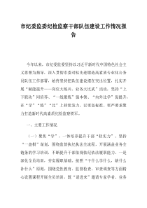 市纪委监委纪检监察干部队伍建设工作情况报告