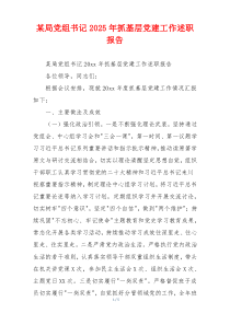 某局党组书记2025年抓基层党建工作述职报告