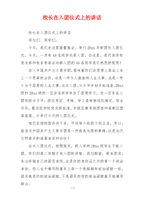 校长在入团仪式上的讲话