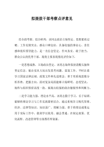 拟提拔干部考察点评意见