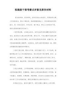 拟提拔干部考察点评意见报告材料