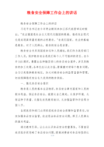 粮食安全保障工作会上的讲话