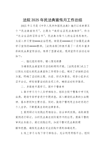 法院2025年民法典宣传月工作总结