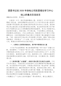 研讨发言：2025年党委理论学习中心组《习近平谈治国理政》（第五卷）交流材料（供电公司团委书记）
