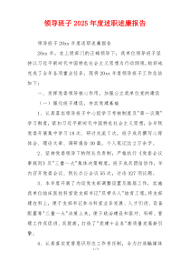 领导班子2025年度述职述廉报告