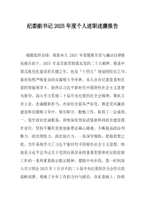 纪委副书记2025年度个人述职述廉报告
