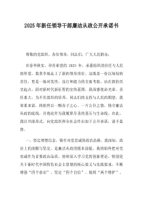 2025年新任领导干部廉洁从政公开承诺书