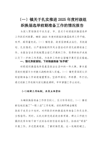 镇关于扎实推进2025年度村级组织换届选举前期准备工作的情况报告
