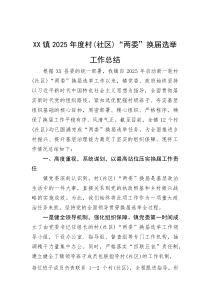 XX镇2025年度村（社区）“两委”换届选举工作总结