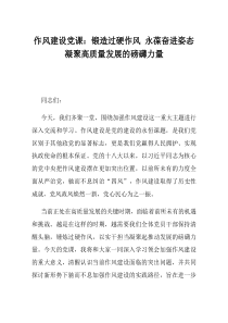 作风建设党课锻造过硬作风永葆奋进姿态凝聚高质量发展的磅礴力量