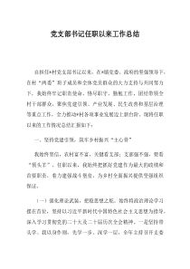 党支部书记任职以来工作总结