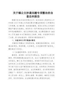关于镇公文抄袭问题专项整治的自查自纠报告