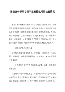 区委宣传部领导班子巡察整改对照检查情况