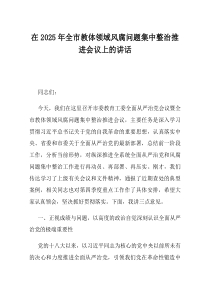 在2025年全市教体领域风腐问题集中整治推进会议上的讲话