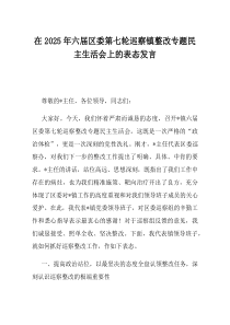 在2025年六届区委第七轮巡察镇整改专题民主生活会上的表态发言