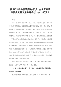 在2025年县委常委会（扩大）会议暨县域经济高质量发展推进会议上的讲话发言