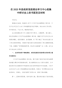 在2025年县政府党组理论学习中心组集中研讨会上的书面发言材料