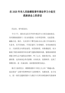 在2025年市人民检察院青年理论学习小组交流座谈会上的讲话