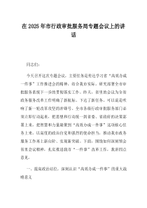 在2025年市行政审批服务局专题会议上的讲话