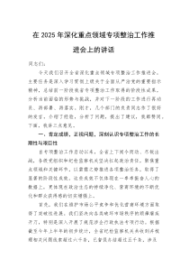 在2025年深化重点领域专项整治工作推进会上的讲话