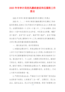 2025年市审计局党风廉政建设和反腐败工作要点