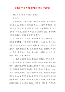 2025年某乡春节节后收心会讲话
