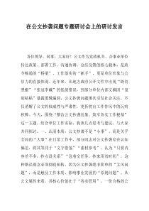 在公文抄袭问题专题研讨会上的研讨发言