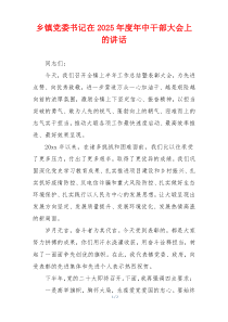 乡镇党委书记在2025年度年中干部大会上的讲话