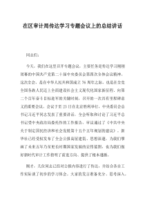 在区审计局传达学习专题会议上的总结讲话