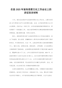在县2025年宣传思想文化工作会议上的讲话发言材料