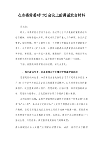 在市委常委(扩大)会议上的讲话发言材料