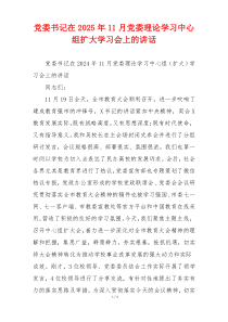 党委书记在2025年11月党委理论学习中心组扩大学习会上的讲话