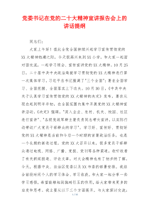 党委书记在党的二十大精神宣讲报告会上的讲话提纲