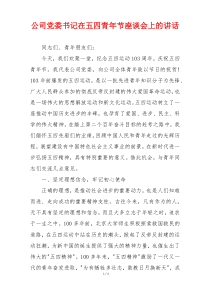 公司党委书记在五四青年节座谈会上的讲话
