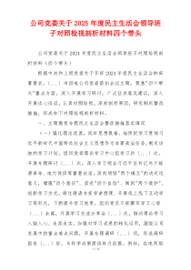 公司党委关于2025年度民主生活会领导班子对照检视剖析材料四个带头