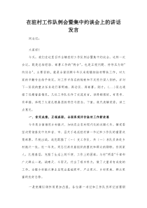 在驻村工作队例会暨集中约谈会上的讲话发言