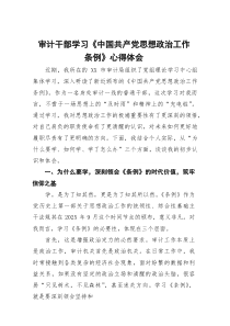 审计干部学习《中国共产党思想政治工作条例》心得体会