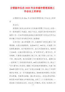 分管副市长在2025年全市城市管理系统工作会议上的讲话