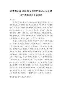 市委书记在2025年全市乡村振兴示范带建设工作推进会上的讲话